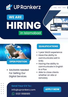 Salesman needed for selling Web design and digital services- Islamabad