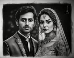 Order Realistic couple Pencil & Charcoal Sketch in Pakistan