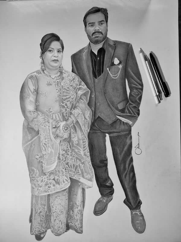 Order Realistic couple Pencil & Charcoal Sketch in Pakistan 2