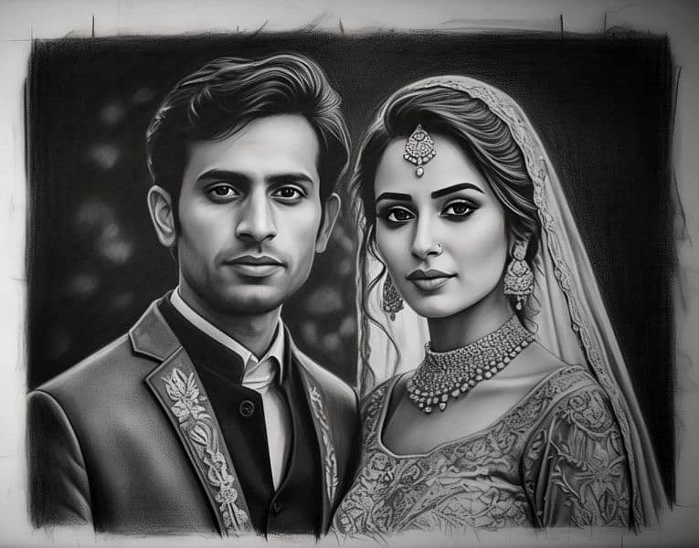 Order Realistic couple Pencil & Charcoal Sketch in Pakistan 4