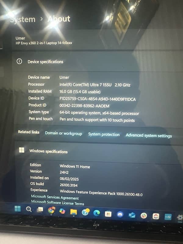 HP envy x360 2 in 1 14” core 7 Ultra 4