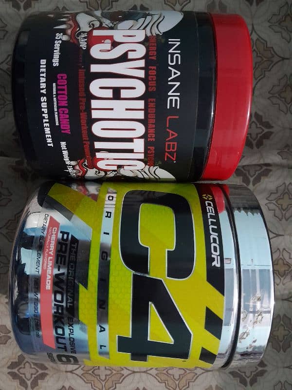 C4 Pre-work out (Slighty used) and Psychotic Pre-Workout (half used) 0