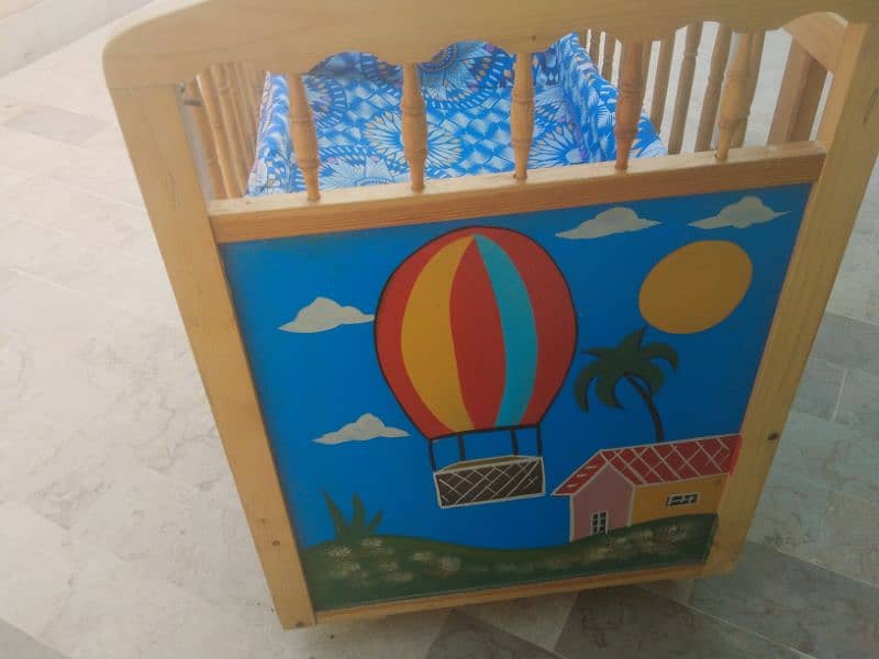 wooden baby cot car printed 3