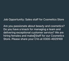 SALES STAFF FOR COSMETICS