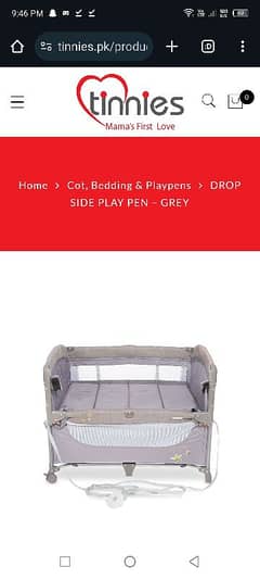 Tinnies dropside cot / Tinnies playpen