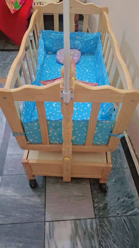 2 in 1 baby cot + baby swing + 2 drawers + mosquito net and stand 3