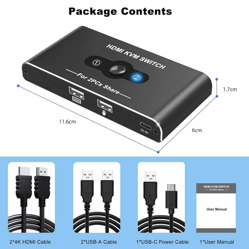 4K HDMI 4x1 KVM Switch 4 in 1 HDMI USB Switch for 4 Computer 2