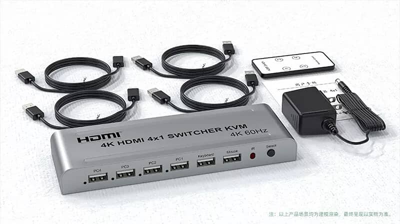 4K HDMI 4x1 KVM Switch 4 in 1 HDMI USB Switch for 4 Computer 12