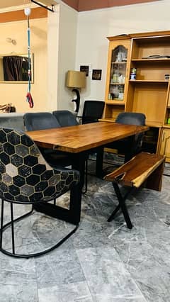 Dinning Table with 4 Chairs and one Modern Stool