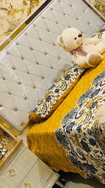 Luxurious White Gold Bed set 13