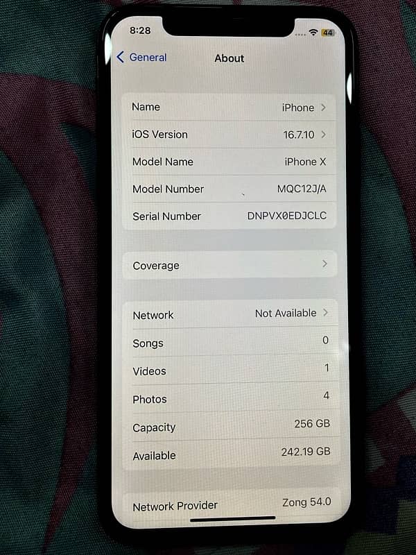 iPhone X 256gb f/u 3