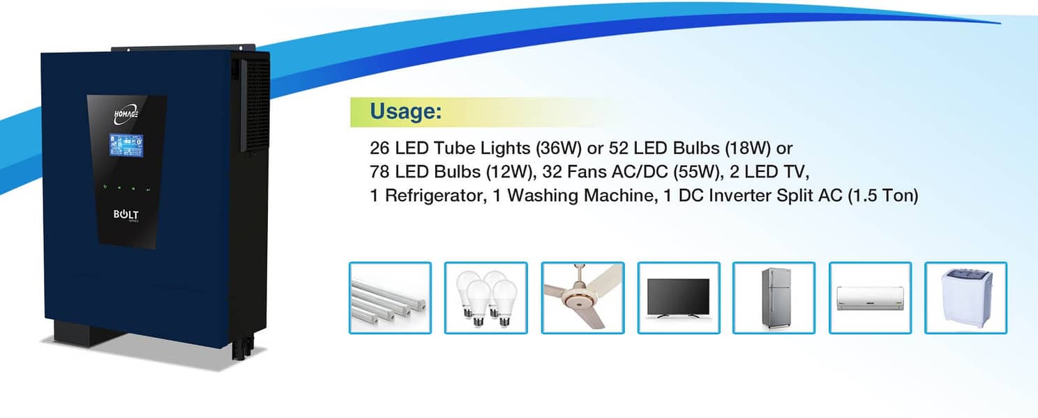 Homage Bolt Series (HBS-5616SCC) 5.6kw Solar Hybrid Inverter 2