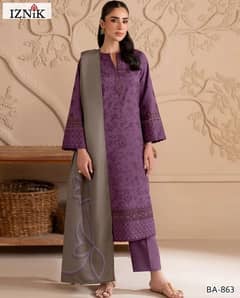 woman unstitched embroided 3 PC suit