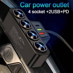 Multi-Function Cigarette Lighter Splitter, 4 Cigarette Lighter Socket