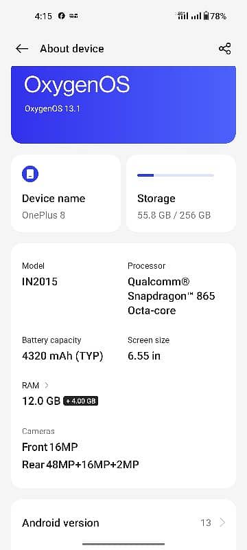 one plus 8 10by10 condition full Rom12/256 6