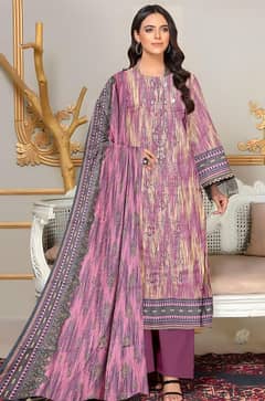 Women's Stunning Dhanak Embroidered Suit-3Pcs Ste