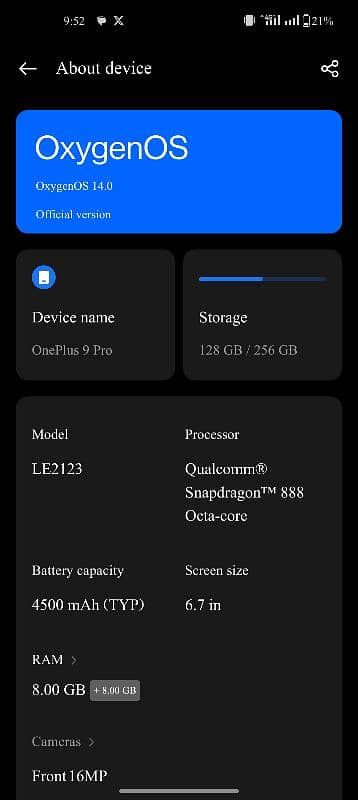 OnePlus 9 pro dual pta 8/256 2