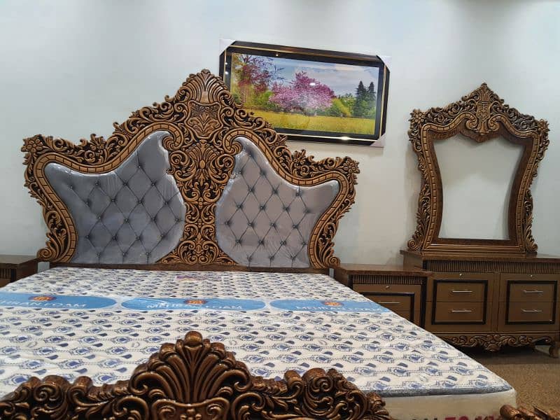 Carving bed set New Not used king size Without mattris (cinyoti Style) 2