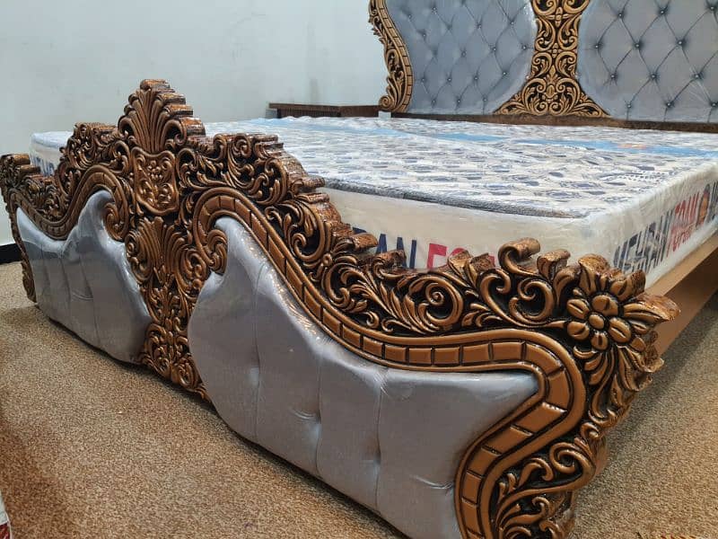 Carving bed set New Not used king size Without mattris (cinyoti Style) 3