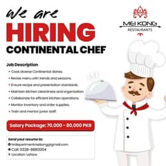 WE ARE HIRING Continental Chef & GRO FOR MEI KONG