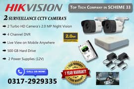 2 CCTV Cameras 2mp Bundle Brand HIKVision