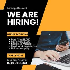 We are hiring male and female candidate