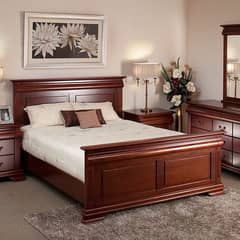 bed set - double bed - bed dressing side table - wooden bed set -