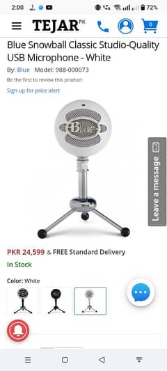 Blue Snowball Classic USB Mic 3 patterns with Metal Stand & pop filter