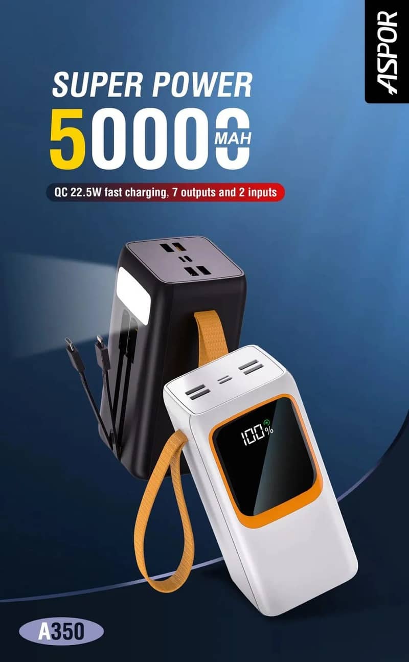 Aspor A350 50000mAh Fast Charging with Built-in Flashlight Power Bank 3