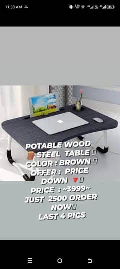 portable wood steel table