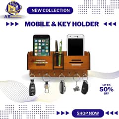 Wall Mounted Mobile & Key Holder – Stylish Wooden Organizer for Home
                                title=