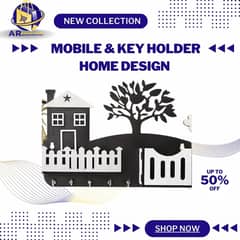 Mobile & Key Holder – Wall Mounted Organizer | White & Black Home Desi