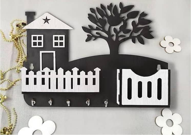 Mobile & Key Holder – Wall Mounted Organizer | White & Black Home Desi 2