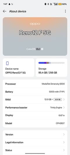 OPPO RENO 12f 5G 12/256GB