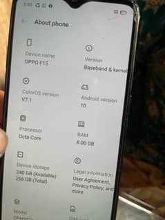 oppo F15 8gb rem 256 gb memory