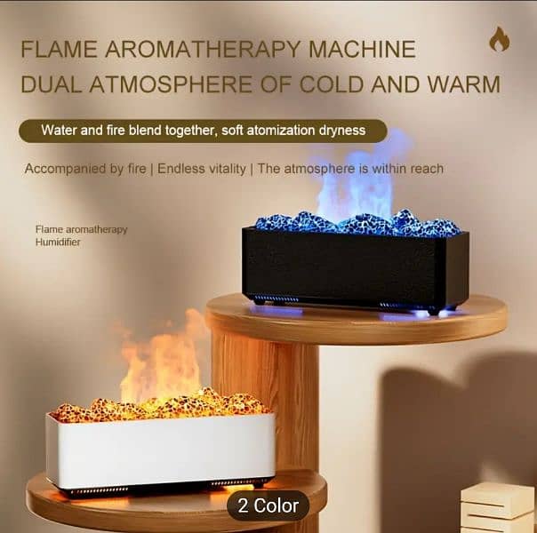 1pc Ultrasonic Aromatherapy Volcano Flame Humidifier, 4