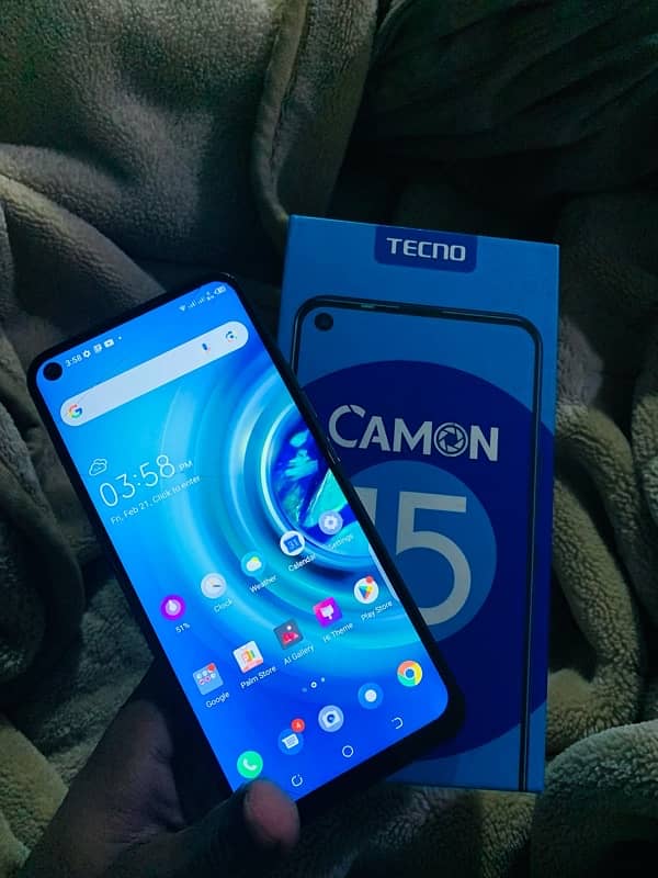 tecno camon 15 4/64 with box pta official aprovd need cash 03240069071 1