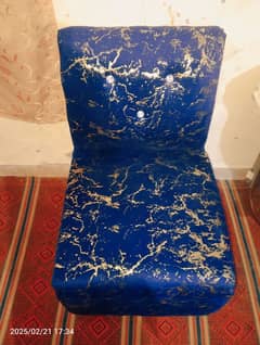 golden blue velvet sofa