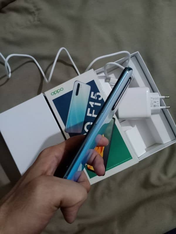 Oppo F15 256GB+8GB box Charger sath ha" pta approved: all ok phone 5