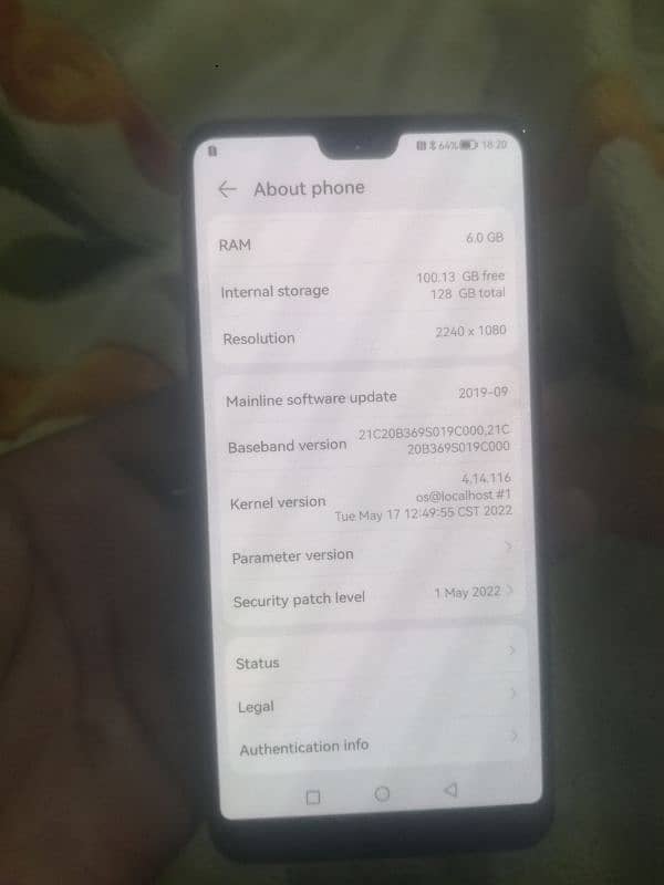 Huawei p20 pro just back break only 6