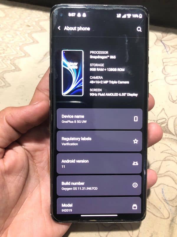 one plus 8UW 5G with good condition non PTA 1