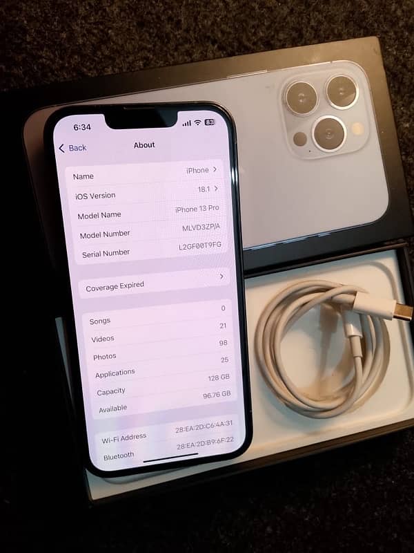 iPhone 13 pro 128gb PTA Approved with original cable and box 6