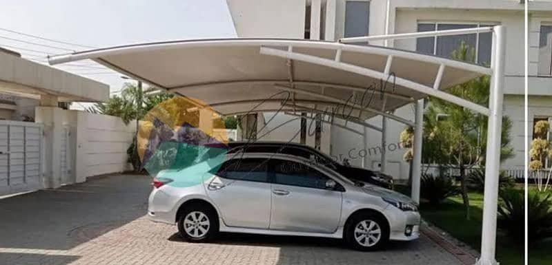 New car parking shade in Pakistan | Tensile canopy shed | Upvc shed 0