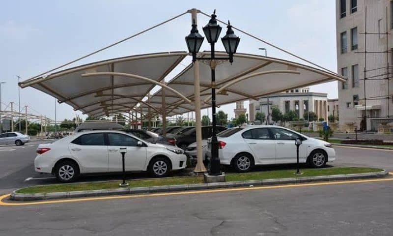 New car parking shade in Pakistan | Tensile canopy shed | Upvc shed 3