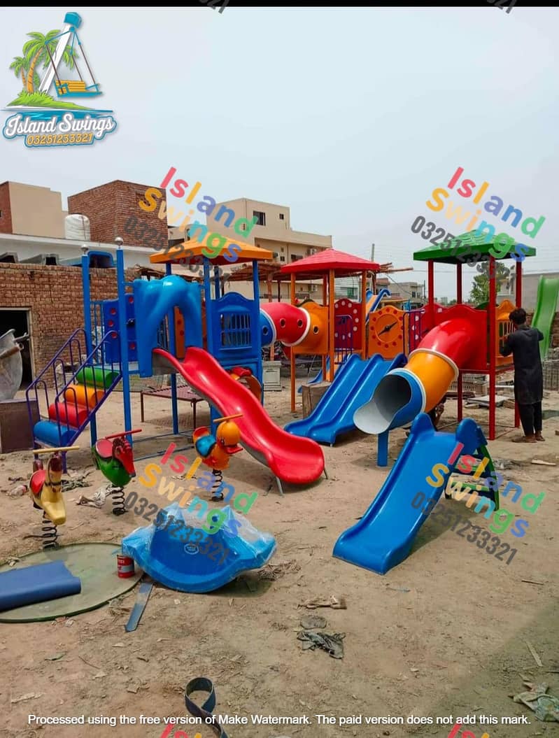 Slide/Swings/jhula/Spring rider/jungle gym/gazebo/bar/wall climbing 6