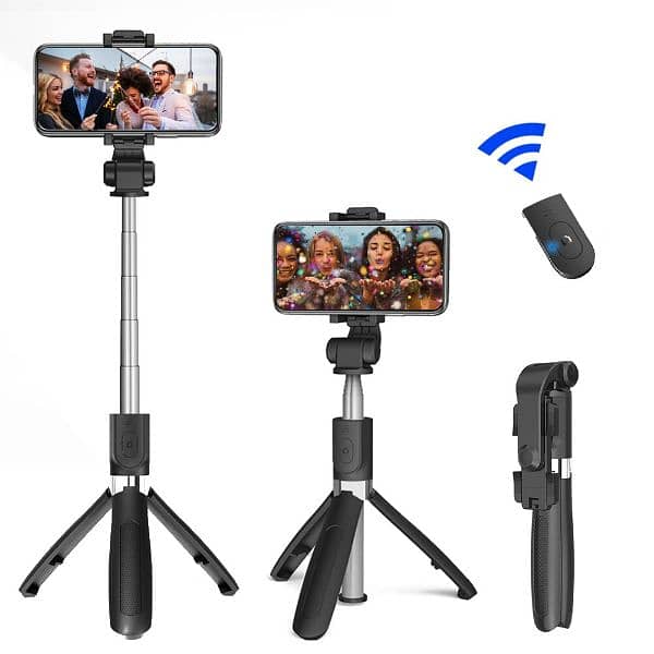 R1s Bluetooth 3-in-1 Selfie Stick & Tripod Stand (Black 1