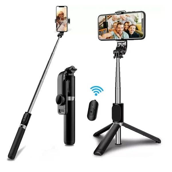 R1s Bluetooth 3-in-1 Selfie Stick & Tripod Stand (Black 2