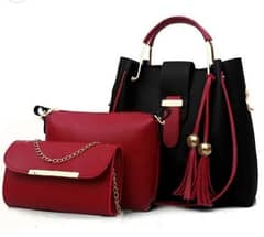 3 Pcs stylish women's leather Hand bag