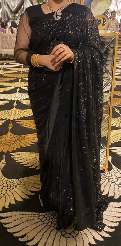 black sequins saree 0