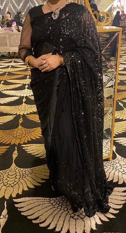 black sequins saree 2